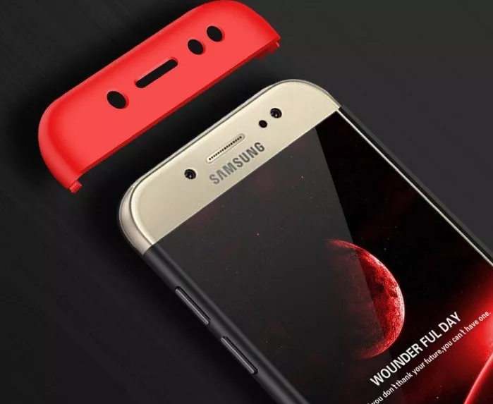 Husa Samsung Galaxy J3 2017 MyStyle 360 and deg 3in1 Negru-Rosu