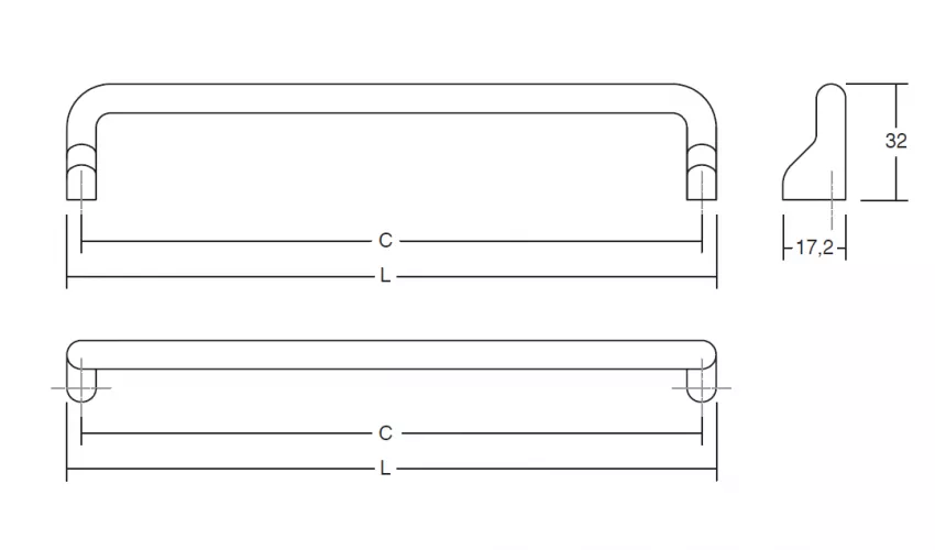 Maner pentru mobila Soft finisaj alb mat L 200 mm