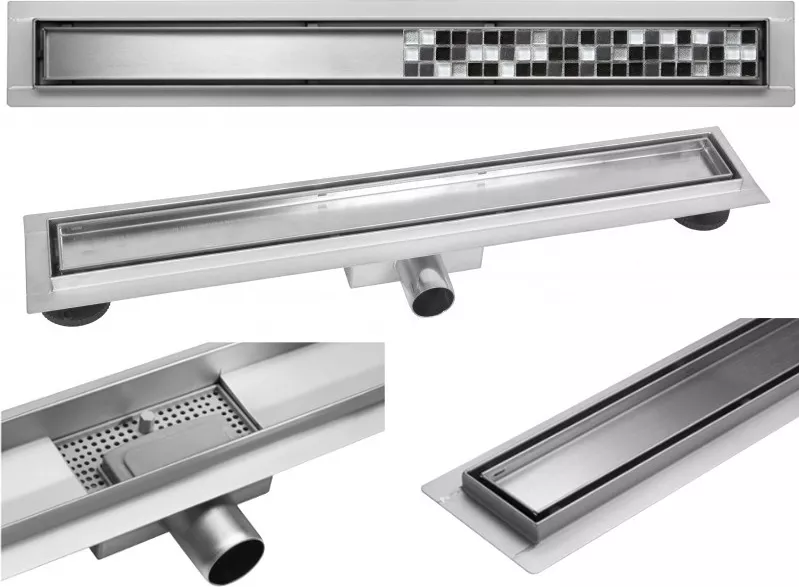 Rigola dus integrala din inox 1200mm cu gratar/acoperire ceramica ...