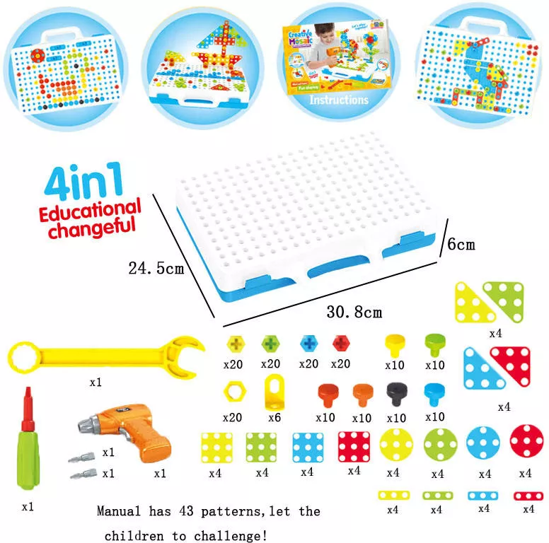 Set Bormasina Micul Mester jucarie educativa cu 237 piese 4 in 1 3 ani+