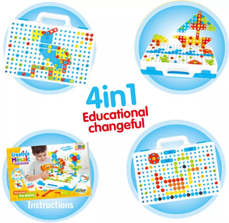 Set Bormasina Micul Mester jucarie educativa cu 237 piese 4 in 1 3 ani+