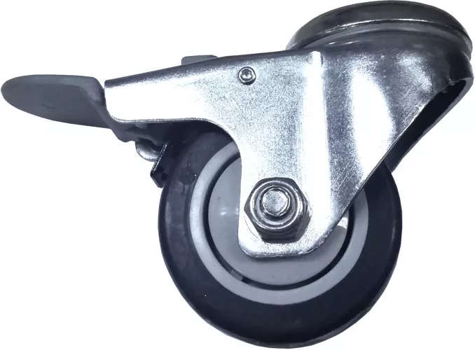 Alezaj Rulment Roata pivotanta cu frana si rulment din cauciuc cu alezaj 75 mm 70 kg