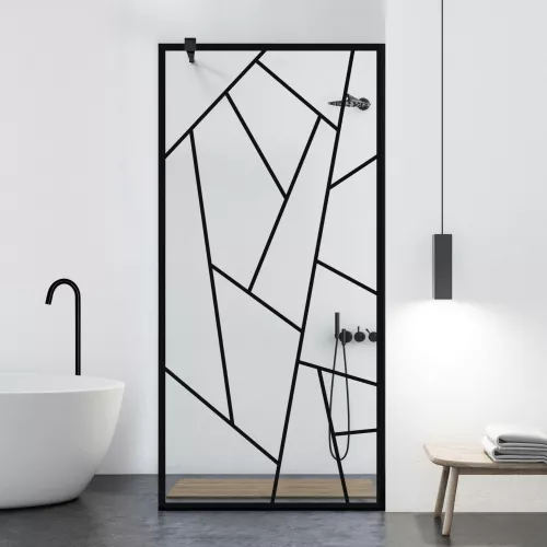 Paravan dus walk-in Aqua Roy Black model Atlas negru 120x195 cm sticla ...