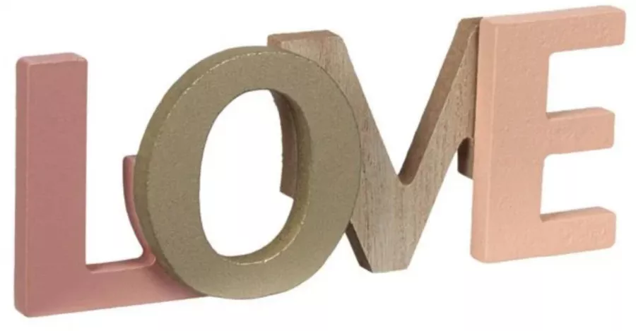 Decoratiune pentru casa in forma Love multicolora din lemn masiv 17x7 cm Multicolor
