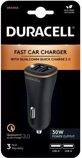 Incarcator auto Duracell DR6010A dual USB-A QC 27W Black
