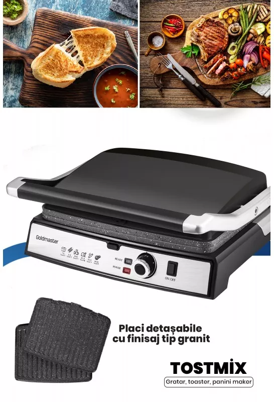 Gratar electric Goldmaster Tostmix GM-7450S 2000W 5 trepte putere