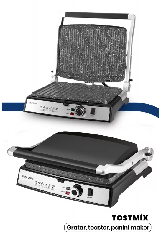 Gratar electric Goldmaster Tostmix GM-7450S 2000W 5 trepte putere
