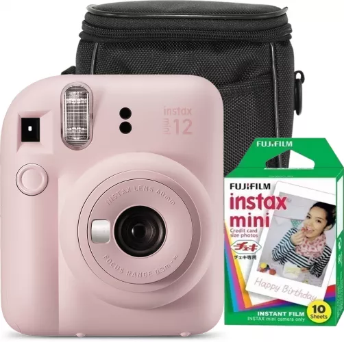 Camera foto instant Fujifilm Instax mini 12 Blossom Pink cu 10