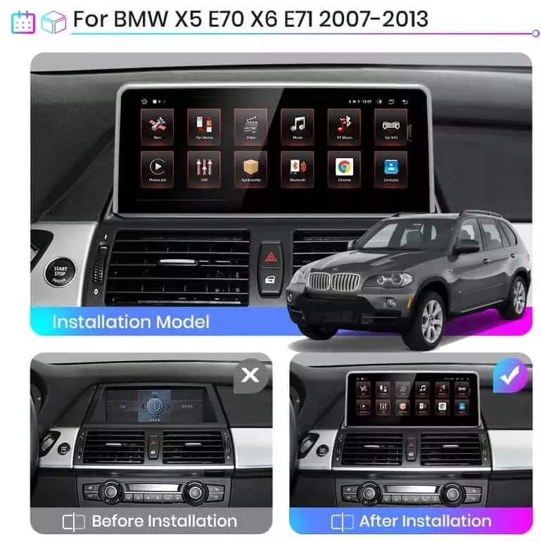 Navigatie Dedicata BMW X5 E70 2007-2013 cu Android - 4+64 GB - slot SIM 4G - Octa Core Radio DSP GPS USB RDS Bluetooth Internet WiFi Dual