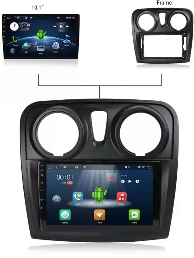 Navigatie Dedicata Dacia Lodgy cu Android - 2+32 GB - slot SIM 4G - Octa Core Radio DSP GPS USB RDS Bluetooth Internet WiFi Dual Zone Displa