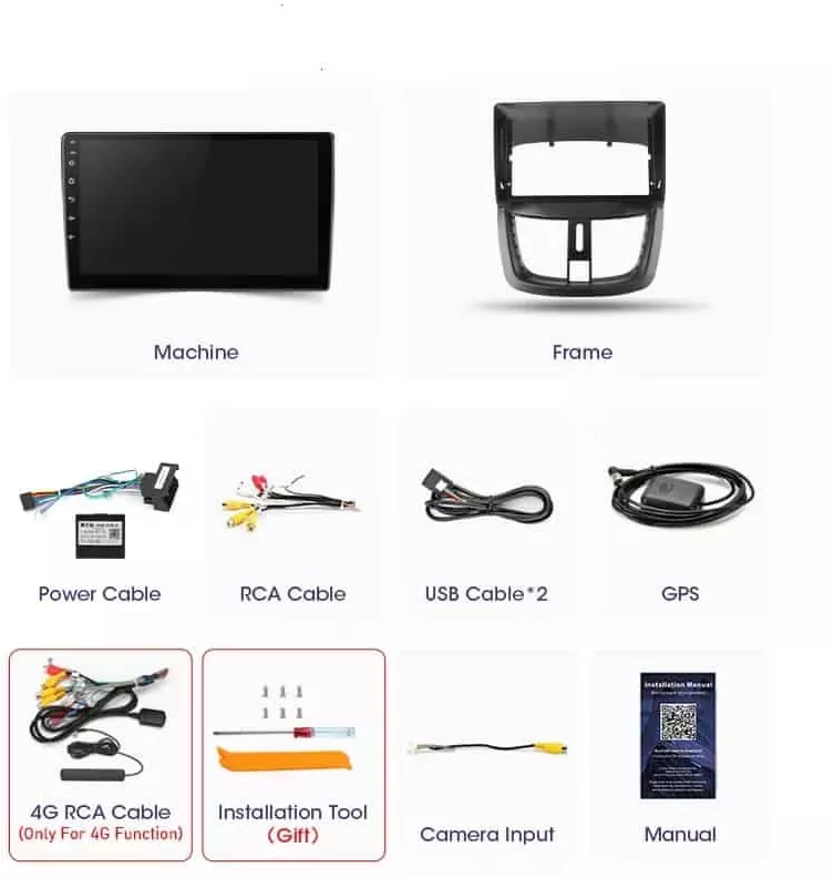 Navigatie Dedicata Peugeot 207 2007-2015 cu Android - 4+64 GB - 2K QLED - slot SIM 4G - Octa Core Radio DSP GPS USB RDS Bluetooth Internet