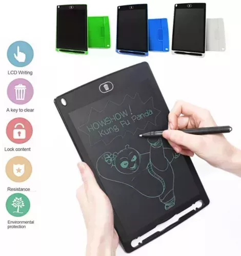 Tableta grafica de desenat pentru copii de 10 inch diagonala cu buton de stergere si creion - Verde
