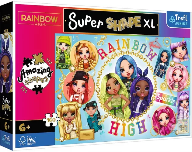 PUZZLE TREFL PRIMO SUPER SHAPE XXL 160 RAINBOW HIGH PRIETENELE COLORATE