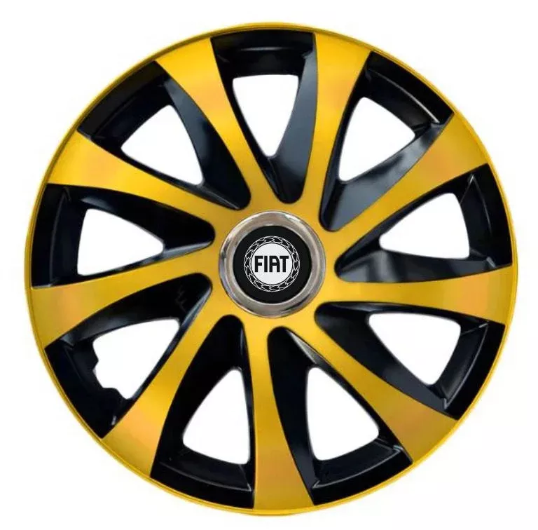 Set 4 Capace Roti pentru Fiat model Extra Drift Gold & Black R16 widg ...