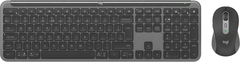 Logitech Signature Slim MK950 - Kit Tastiera E Mouse Wireless - Bianco, Layout Spagnolo QWERTY - Design Sottile E Confortevole Per PC E Lavoro
