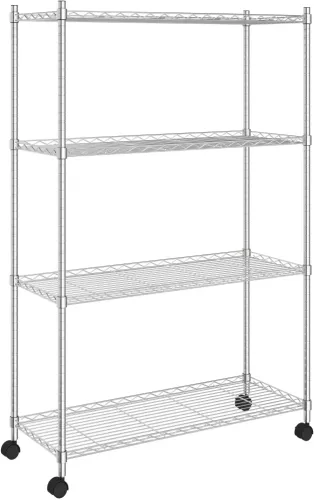 VidaXL Raft depozitare cu roti 4 niveluri 90x35x142 cm crom 200 kg ...