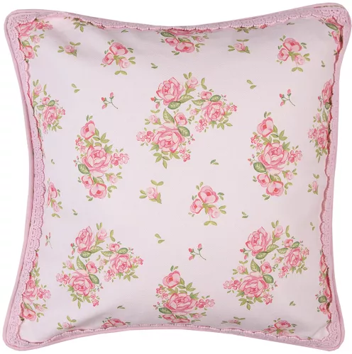 Set 2 fete perne textil roz verde Trandafiri 40x40 cm SWR21 - domo.ro