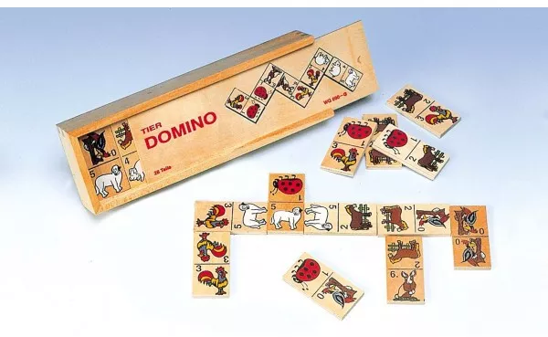 Domino animale in cutie de lemn