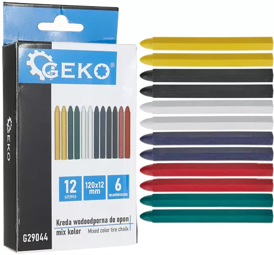 Set creta rezistenta pentru marcare anvelope multicolor 12 elemente Geko G29044