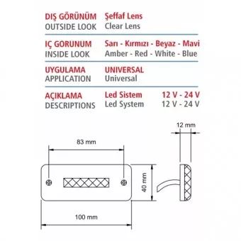 Lampa de pozitie 4 led alb YP-77