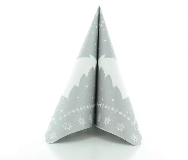 Servetele de masa festive Linclass pentru Craciun/Revelion - White Tree argintiu / 40 x 40 cm / 12 buc