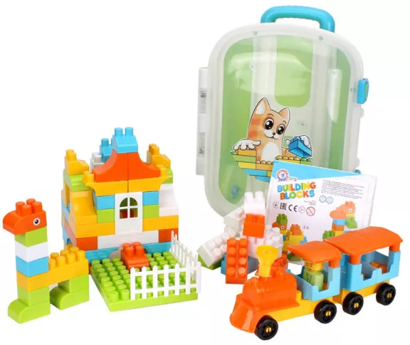 Set 90 de cuburi de constructie in troliu TechnoK