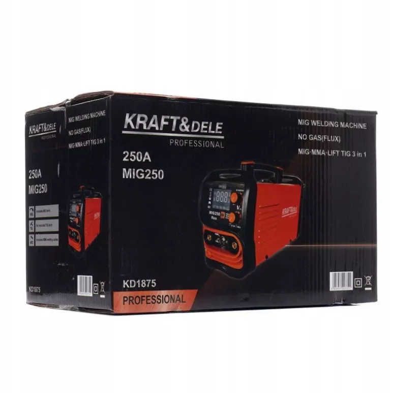 Aparat invertor sudura MIG MMA 250A sarma flux fara gaz + Masca sudura cu inchidere automata cu reglaj cristale lichide KD1875+V75207