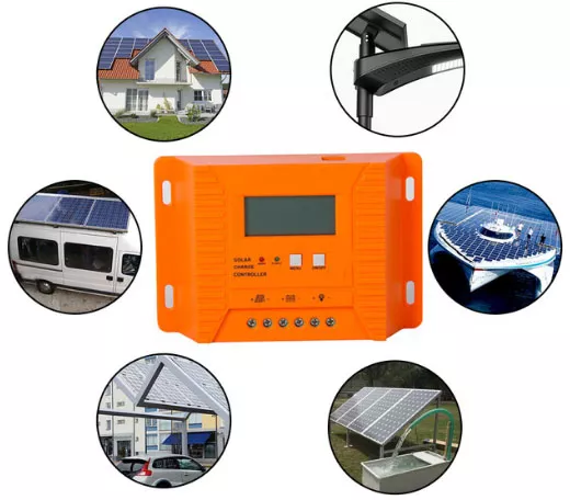 Controler Pentru Sistem Panou Solar Cu 60 A Dublu Port Usb Functie Afisare Digitala Display Lcd Buton Menu Buton On/off Compact Culoa