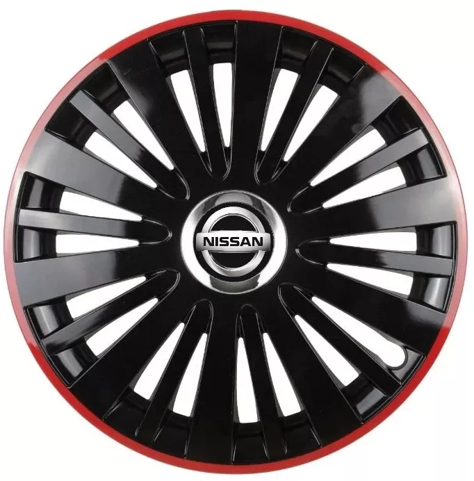 Set 4 capace roti Falcon Red and Black cu inel cromat R15 pentru gama ...