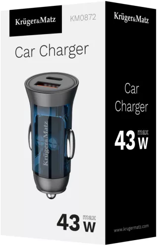 Incarcator auto 43W USB + USB tip C cu functie QC si PD
