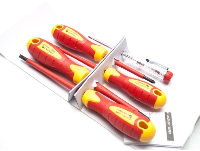 Set surubelnite electrician Hogert 1000 V cu tester tensiune 5 piese