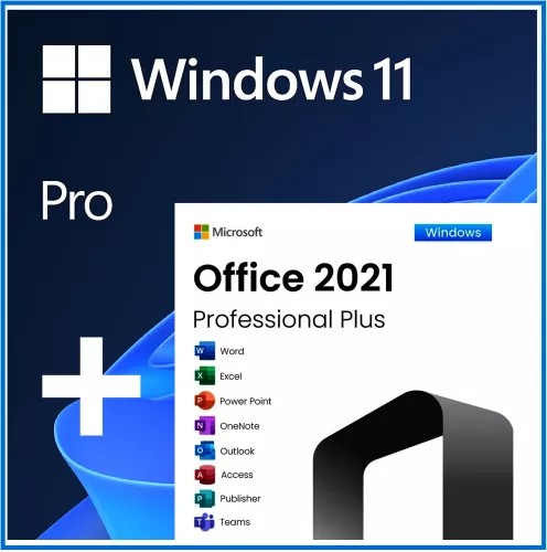 Windows 11 Pro + Office 2021 Pro Plus - Licenta Permanenta Retail - Toate