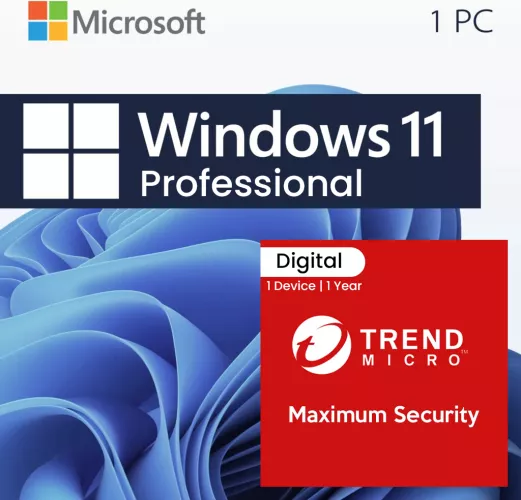 Trend Windows Security Screen Windows 11 Pro + Trend Micro Maximum Security -1 PC / 1 An