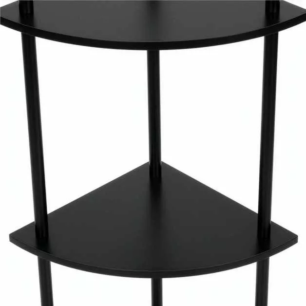 Raft de colt cu 5 polite MDF cadru metalic 148x30x30 cm negru