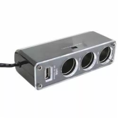 Adaptor Triplu Bricheta Auto 3 Prize 12v Port Usb 5v Maxim 500 Ma Sa023