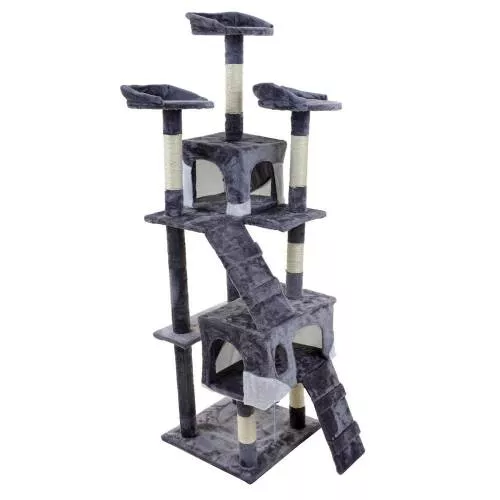 Ansamblu De Joaca Pentru Pisici Turn Pe 5 Nivele 170cm Cu Scari Si Casute Culoare Grialb Fjn 1952