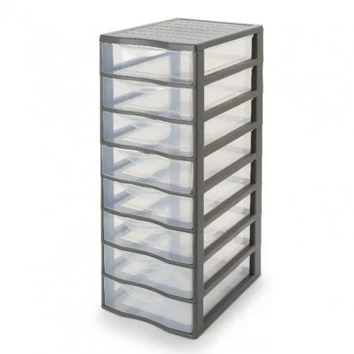 Comoda Din Plastic Pentru Birou Cu 8 Sertare Arly 36 5x26x68 Cm Gri 3663602763543