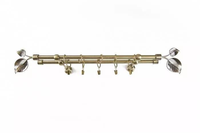 Galerie Metalica 240 Cm Pentru Perdele Dubla Model Frunza Grosime 16 Mm Auriu Antic 240frunza D 4