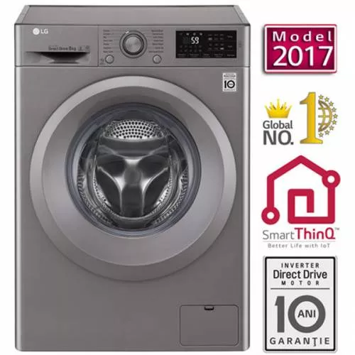 Masina De Spalat Rufe Lg F4j5tn7s Direct Drive 8 Kg 1400 Rpm Clasa A 60 Cm Argintiu F4j5tn7s