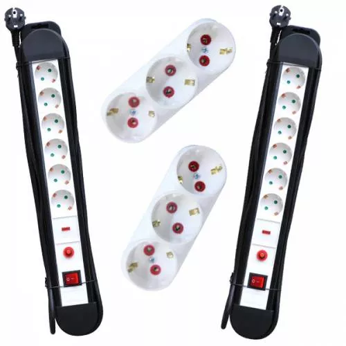 Pachet 2 2 2 X Prelungitor 6 Intrari5 Metri Schuko Cu Siguranta Automata Spd Si Protectie Supratensiune 2 X Triplu Pac1065