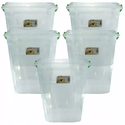 Pachet 5 Cutii Cutie Alimente Cu Capac Plastic Alimentar Transparent Capacitate 20l Cutie Branza 5x20l Pac0222
