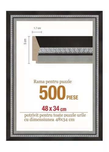 Rama Puzzle 500 Piese Negru Cu Argintiu Groasa 5xh1 7 48 X 34 Cm Ap4973