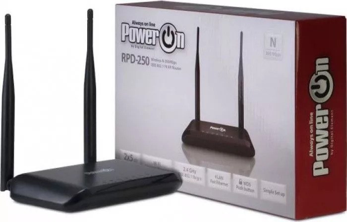 Router wireless Power On RPD-250 300Mbps 2 Antene Negru rpd-250 - domo.ro