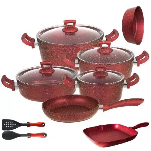 Set 13 Piese Hascevher Germanitium 3 Oale 3l 4l Si 4 9l Cu Capac Cratita 3 9l Cu Capac Tigaie 22cm Cu Tigaie Grill 28cm B89031