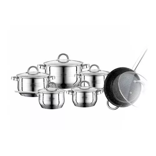 Set 4 Oale Inox 1 Cratita Si Tigaie Cu Capac Din Sticla Termoizolanta Peterhof Ph 15797 Ph 15797
