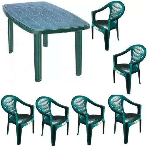 set balcon raki balcarce masa ovala 80x125cm cu 6 scaune carnaval culoare verde b0013502