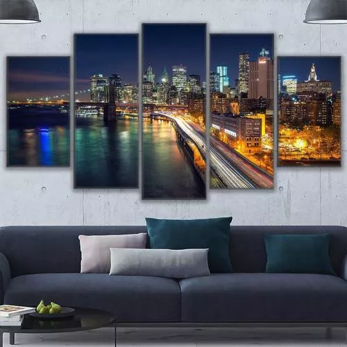 Set Tablou Canvas Peisaj Urban 5 Piese 30 X 50 Cm 30 X 70 Cm 30 X 80 Cm Urban